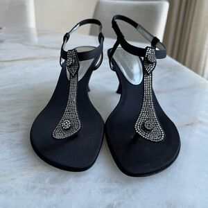 ENZO ANGIOLINI Black Sandals with Sparkly Festive Detailing